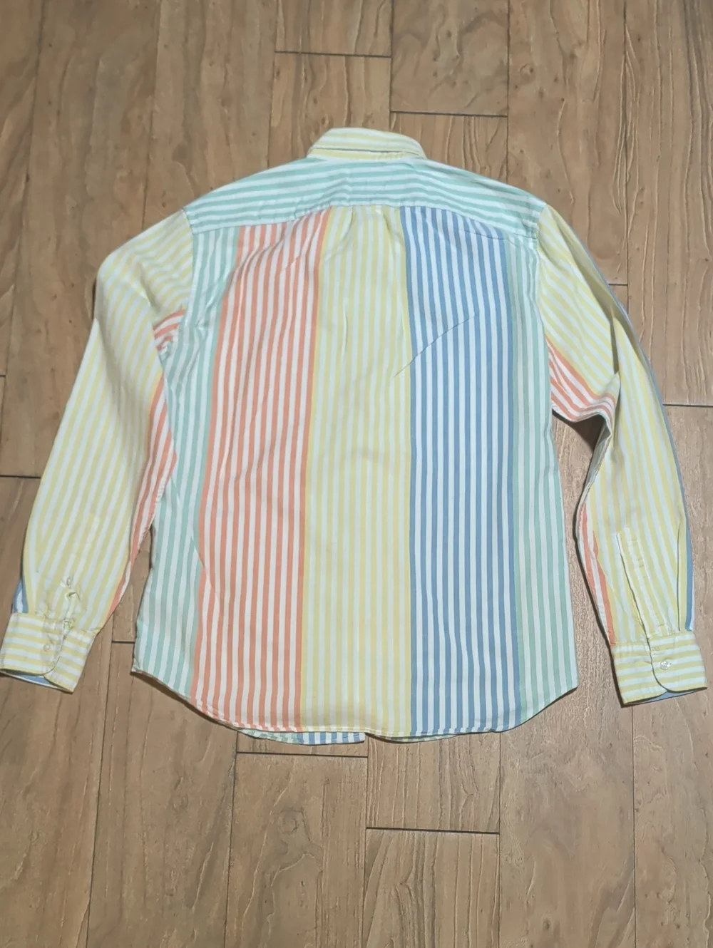 J. Crew Pastel Multi-Stripe Button-Down Shirt with Yellow Accents